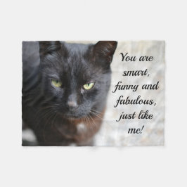 Cobertor De Velo Imagem do Lover Gato Preto com Citação Motivativa