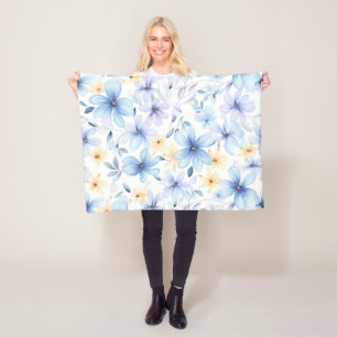 Cobertor De Velo impermeável floral azul de aquarela