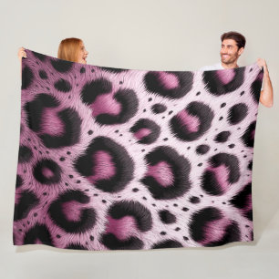Cobertor De Velo Impressão Animal de Pele de Leopardo Rosa e Preto 