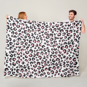 Cobertor De Velo Impressão animal negro-leopardo-negro e Rosa elega