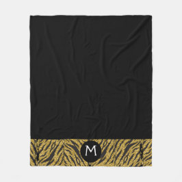Cobertor De Velo Impressão Animal Personalizada Preto & Dourado