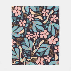 Cobertor De Velo Impressão Azul Coral Azul Floral Escuro