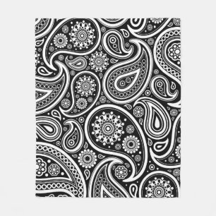 Cobertor De Velo Impressão branco preto retro de Paisley