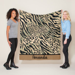 Cobertor De Velo Impressão castanha e tigre preto e zebra