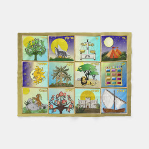 Cobertor De Velo Impressão de Arte Judaica 12 Tribos de Israel