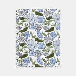 Cobertor De Velo Impressão de Bloco Floral Desenhado à Mão Azul e V