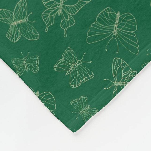 Cobertor De Velo Impressão de Borboleta Verde Escura, Natureza Insp (Quina)