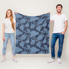 Cobertor De Velo Impressão de Botânica Floral Branco Branco Azul
