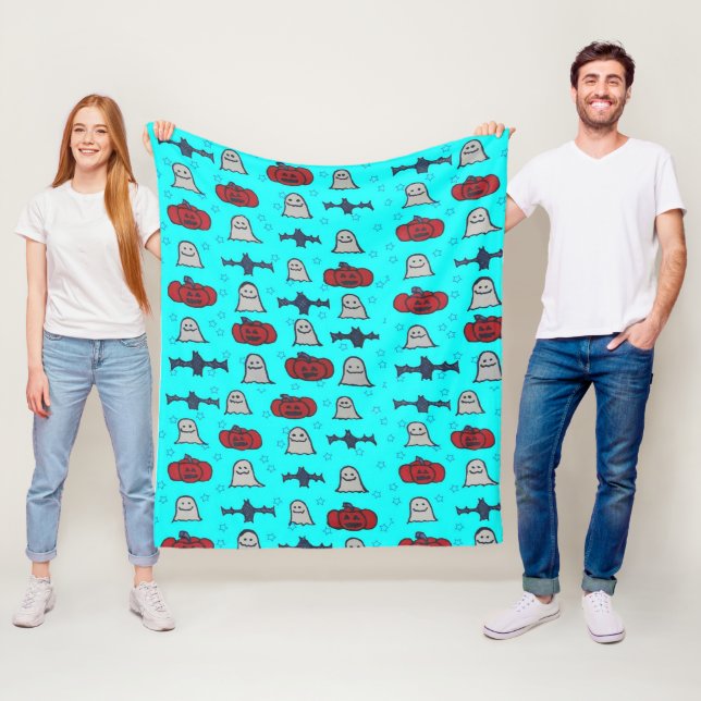 Cobertor De Velo Impressão de Dia das Bruxas de Diversão Azul (In Situ)