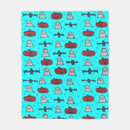 Cobertor De Velo Impressão de Dia das Bruxas de Diversão Azul