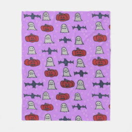 Cobertor De Velo Impressão de Diversão do Halloween Roxo