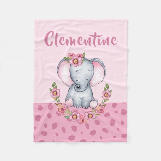 Cobertor De Velo Impressão de Elefante de Menina Doce (Frente)