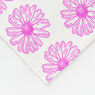 Cobertor De Velo Impressão de Flor de Margarida Ultra-Rosa, Hippie
