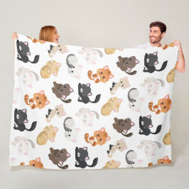 Cobertor De Velo Impressão de Gatos Adoráveis