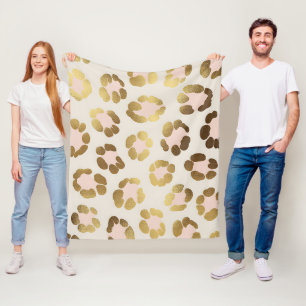 Cobertor De Velo Impressão de leopardo dourado e rosa pastel Chic A