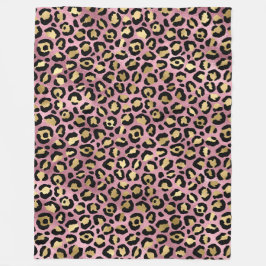 Cobertor De Velo Impressão de leopardo rosa e dourado