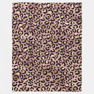 Cobertor De Velo Impressão de leopardo rosa e dourado