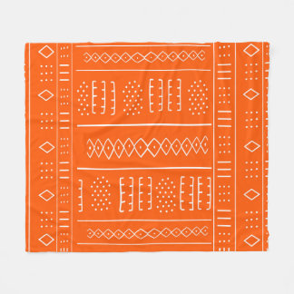 Cobertor De Velo Impressão de Mudcloth Laranja Africano