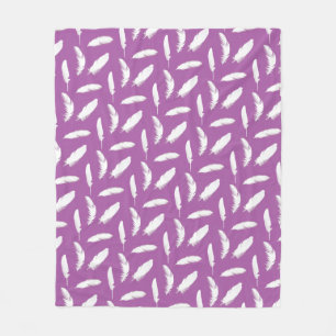 Cobertor De Velo Impressão de penas brancas no Ametist Purple