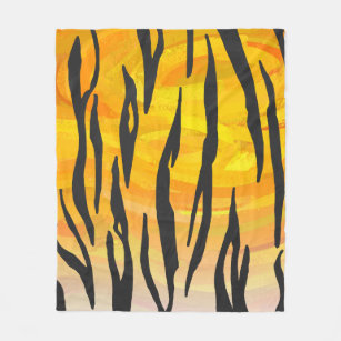 Cobertor De Velo Impressão de Tigre Preto e Laranja