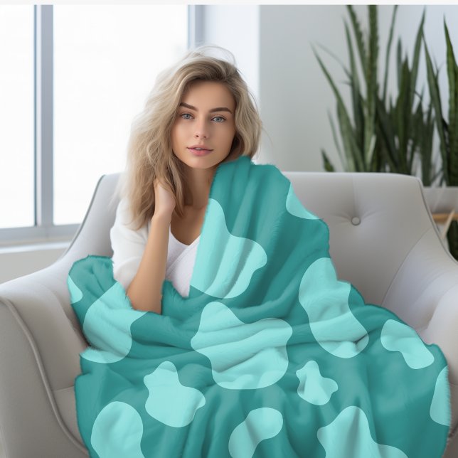 Cobertor De Velo impressão de vaca turquesa (Criador carregado)