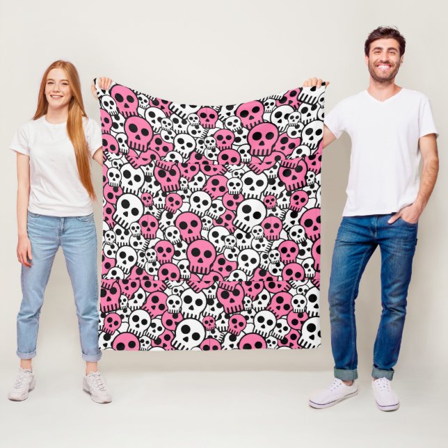 Cobertor De Velo Impressão do padrão do crânio gótico rosa (In Situ)