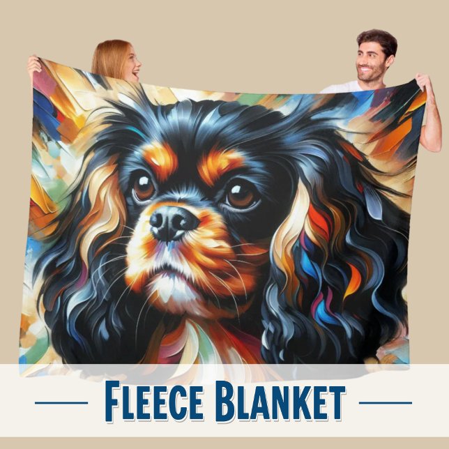Cobertor De Velo Impressão em Acrílico do Cão Cavalier King Charles (Snuggle up with this artistic Cavalier King Charles Spaniel Fleece blanket!)