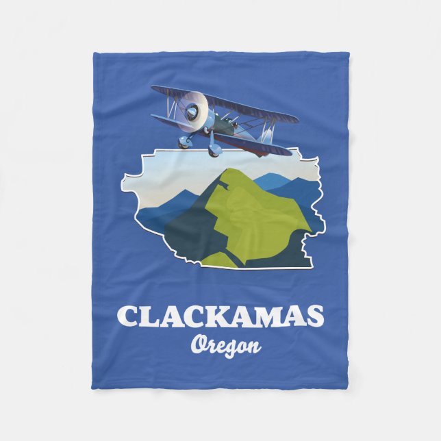 Cobertor De Velo Impressão em tela do mapa de Clackamas Oregon EUA  (Frente)