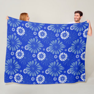 Cobertor De Velo Impressão Floral Moderno Azul