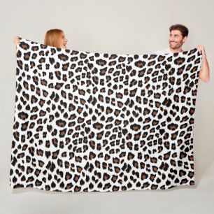 Cobertor De Velo Impressão Leopardo Branco