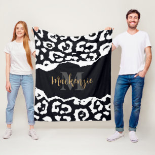 Cobertor De Velo Impressão Leopardo Preto e Branco