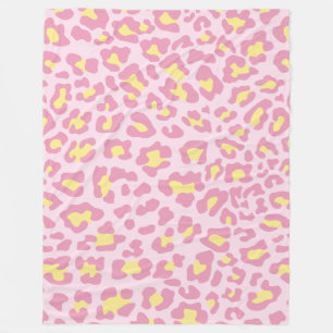 Cobertor De Velo Impressão Leopardo Rosa e Amarelo