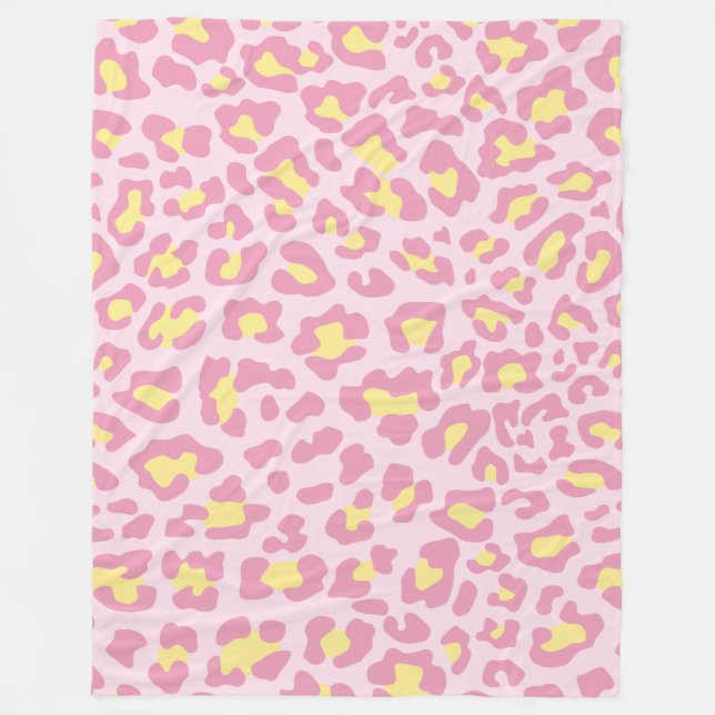Cobertor De Velo Impressão Leopardo Rosa e Amarelo (Frente)