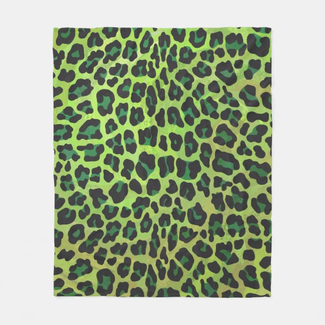 Cobertor De Velo Impressão Preto-Leopardo e Verde (Frente)