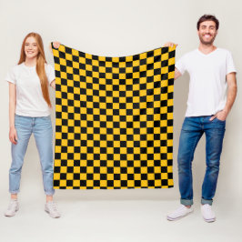 Cobertor De Velo Impressão Xadrez Amarelo e Preto