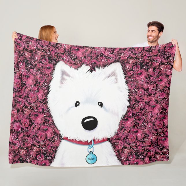 Cobertor De Velo Impressões de KiniArt Westie Floral Fleece Blanket (In Situ)