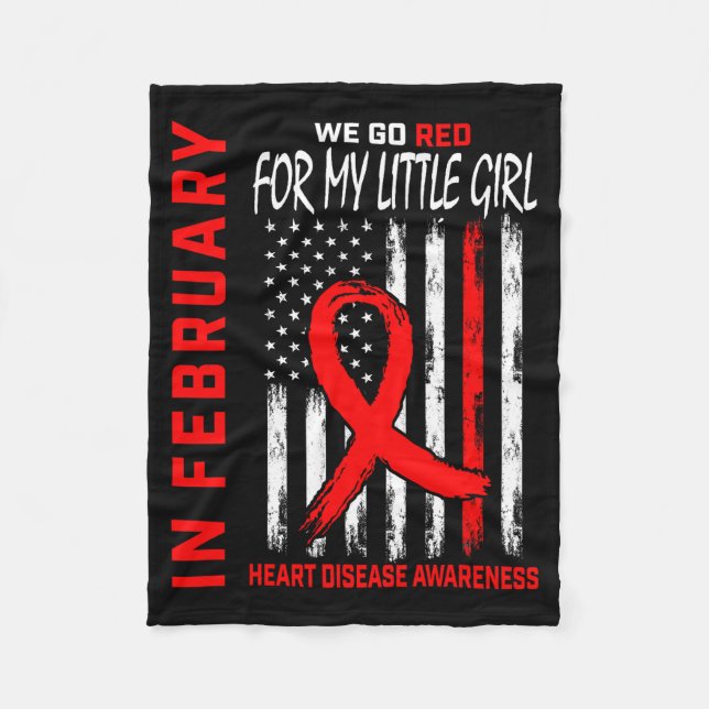 Cobertor De Velo In February We Wear Red Little Girl Heart Disease  (Frente)