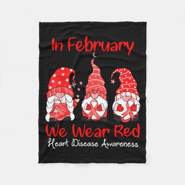 Cobertor De Velo In February We Wear Red Three Gnomes Heart Disease (Frente)