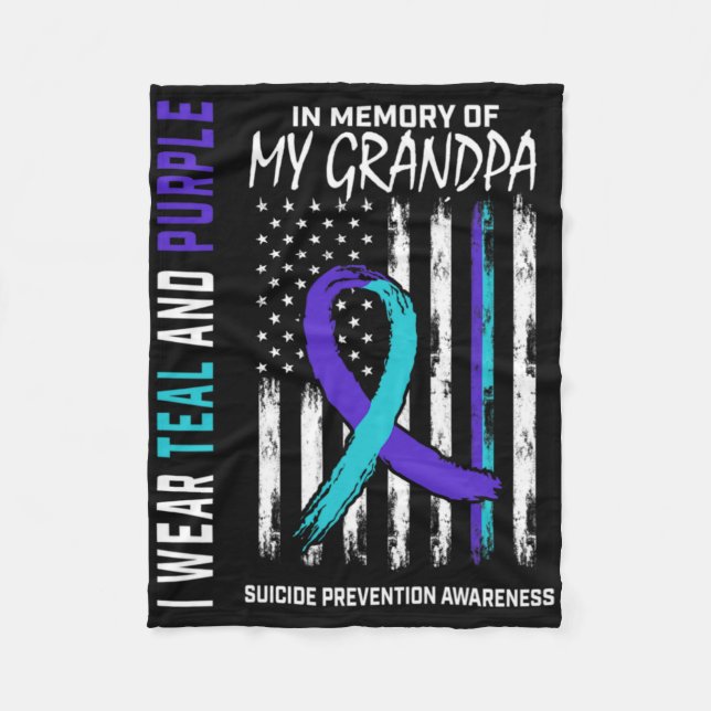 Cobertor De Velo In Memory Grandpa Suicide Awareness Prevention Ame (Frente)