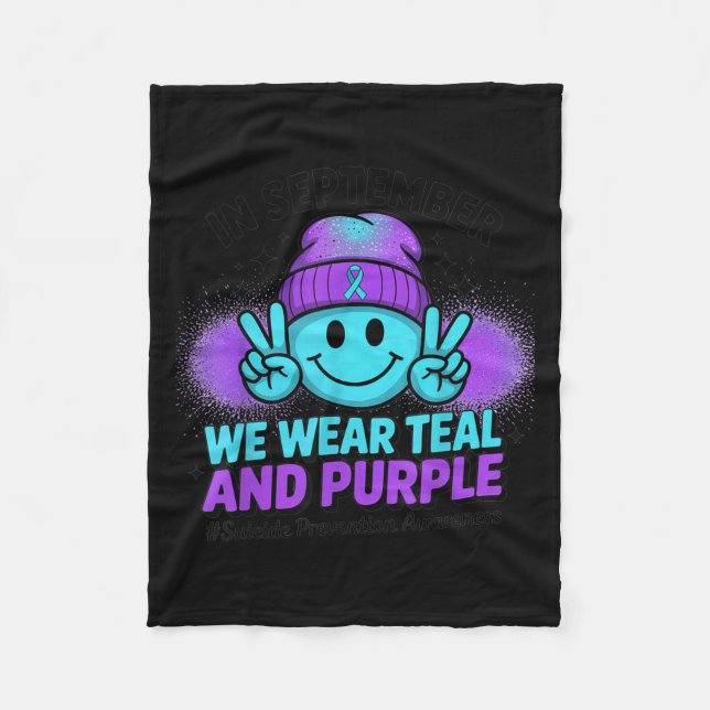 Cobertor De Velo In September We Wear Teal And Purple Suicide Preve (Frente)