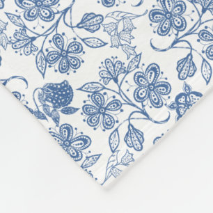 Cobertor De Velo Indigo Blue Ethnic Floral Impressão Floreal