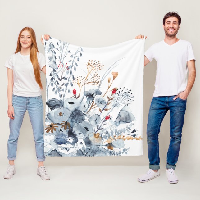 Cobertor De Velo Indigo & Ochre - Flores de Aquarela (In Situ)