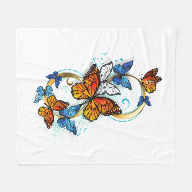Cobertor De Velo Infinity of Monarch Butterflies (Frente (Horizontal))