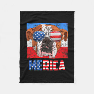 Cobertor De Velo Inglês Buldogue Dog 4 De Julho Bandeira Americana 