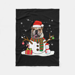 Cobertor De Velo Inglês Buldogue Natal Pajama Snowman Dog Lover