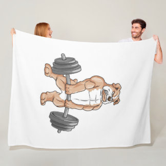 Cobertor De Velo Inglês Bulldog Bodybuilder Weighelevando Barbell