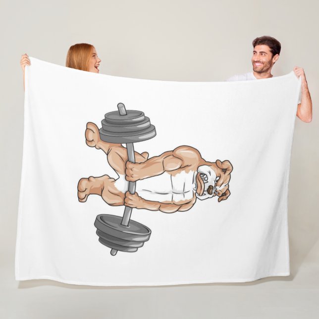 Cobertor De Velo Inglês Bulldog Bodybuilder Weighelevando Barbell (In Situ)