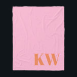 Cobertor De Velo Iniciais de Monograma Laranja Cor-de-Rosa Moderna<br><div class="desc">Monograma Laranja Cor-de-Rosa Moderna Iniciais de Folha Personalizada</div>