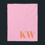 Cobertor De Velo Iniciais de Monograma Laranja Cor-de-Rosa Moderna<br><div class="desc">Monograma Laranja Cor-de-Rosa Moderna Iniciais de Folha Personalizada</div>