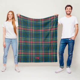 Cobertor De Velo Iniciais de Xadrez de Tartan Feriado Preppy Christ